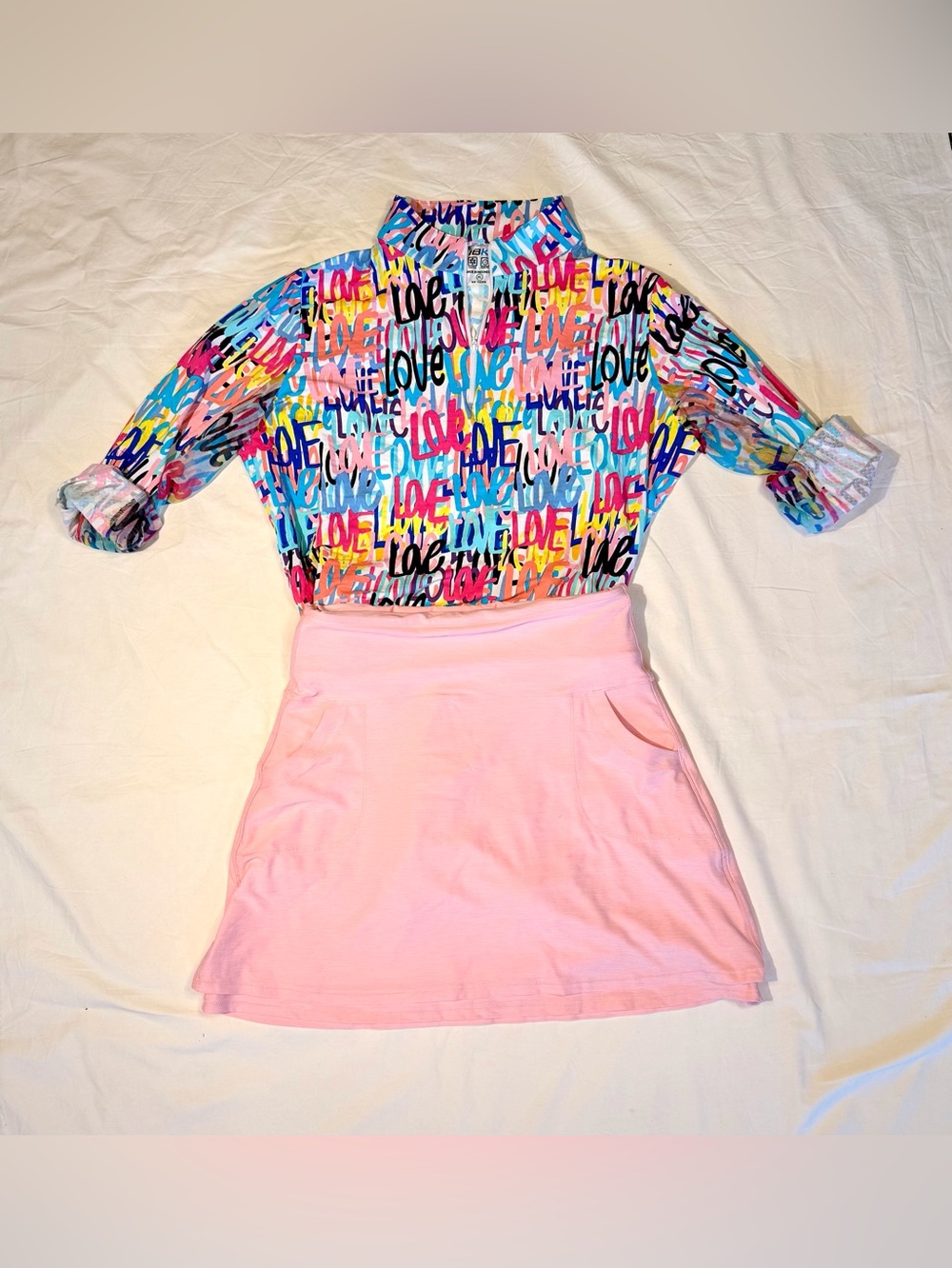 IBKUL Love Print Half Zip Pull Over Shirt - Picture 4 of 12